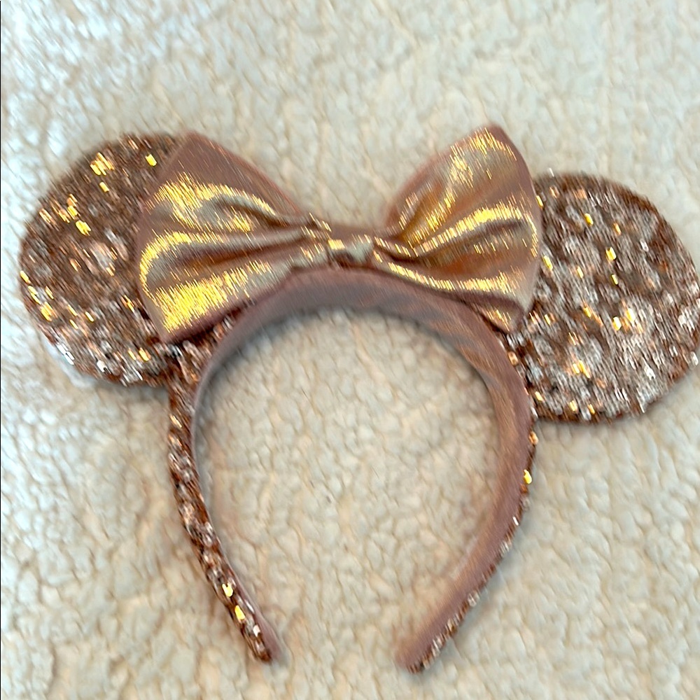 Disney Rose Gold Sequin Minnie Mouse Ears Headband